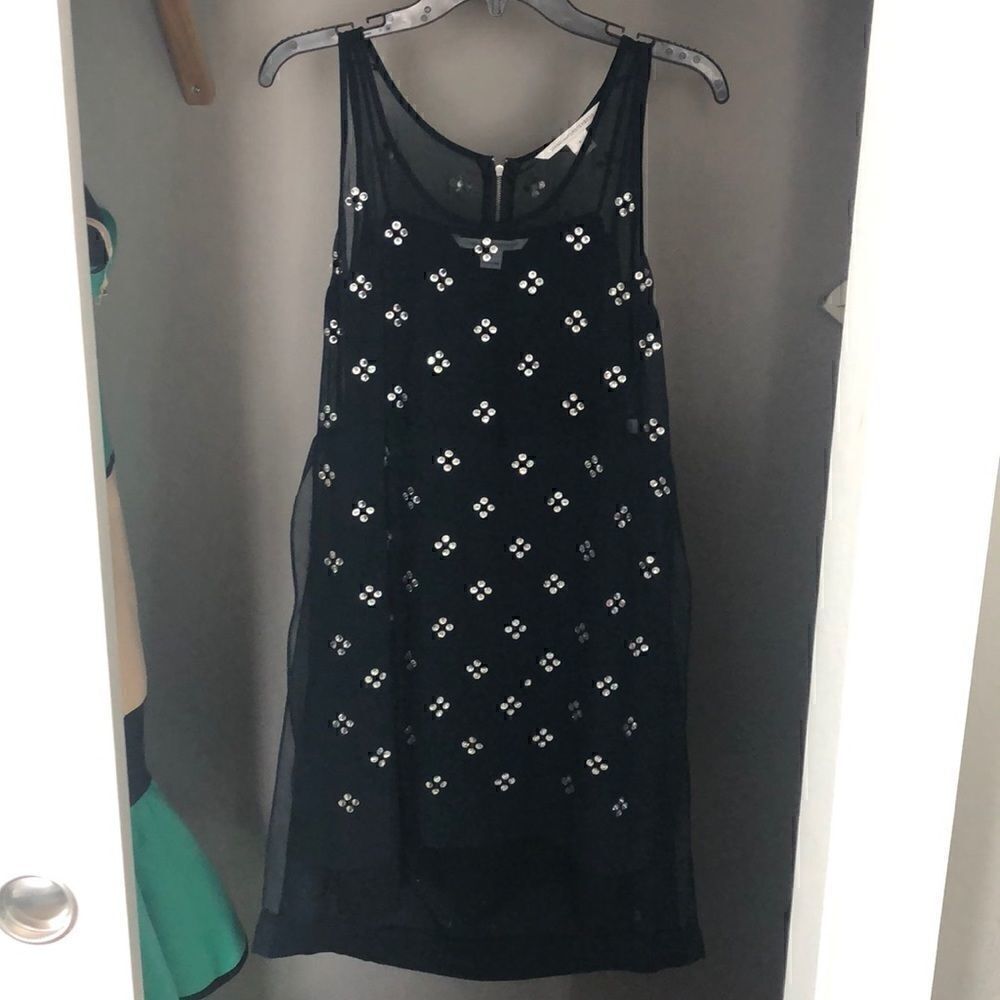 DVF navy blue embellished dress sz 4 EUC